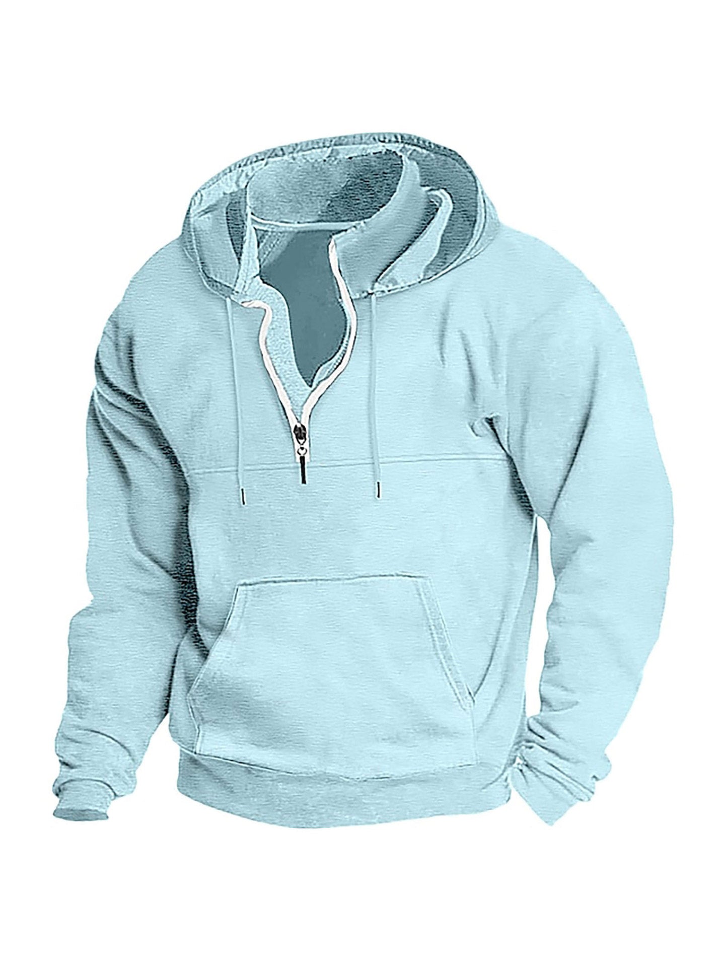 Simple Half-Zip Hoodie Casual Sport Solid Color Hooded Sweatshirt