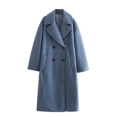 Women Casual Loose Long Woolen Coat