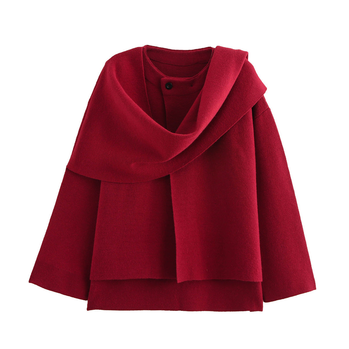 Women Winter Knitted Asymmetric Cape Coat