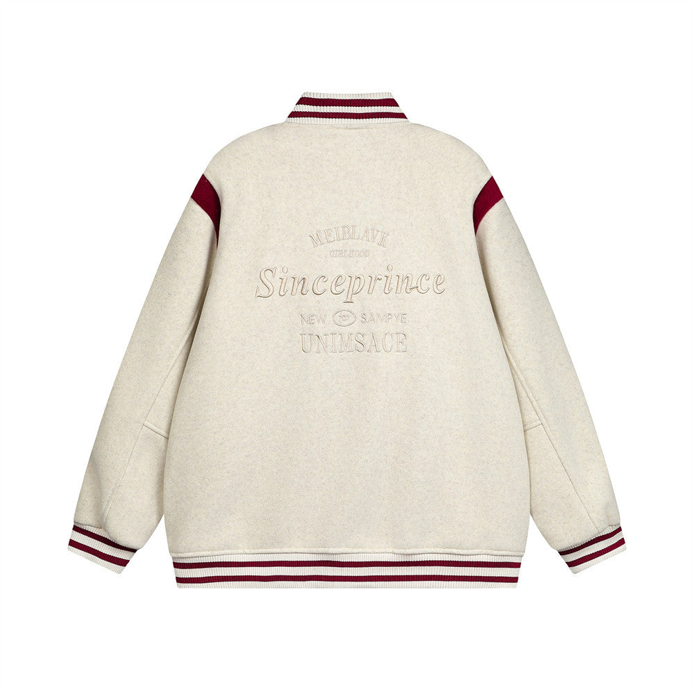 Unisex Casual Light Embroidery Baseball Jacket
