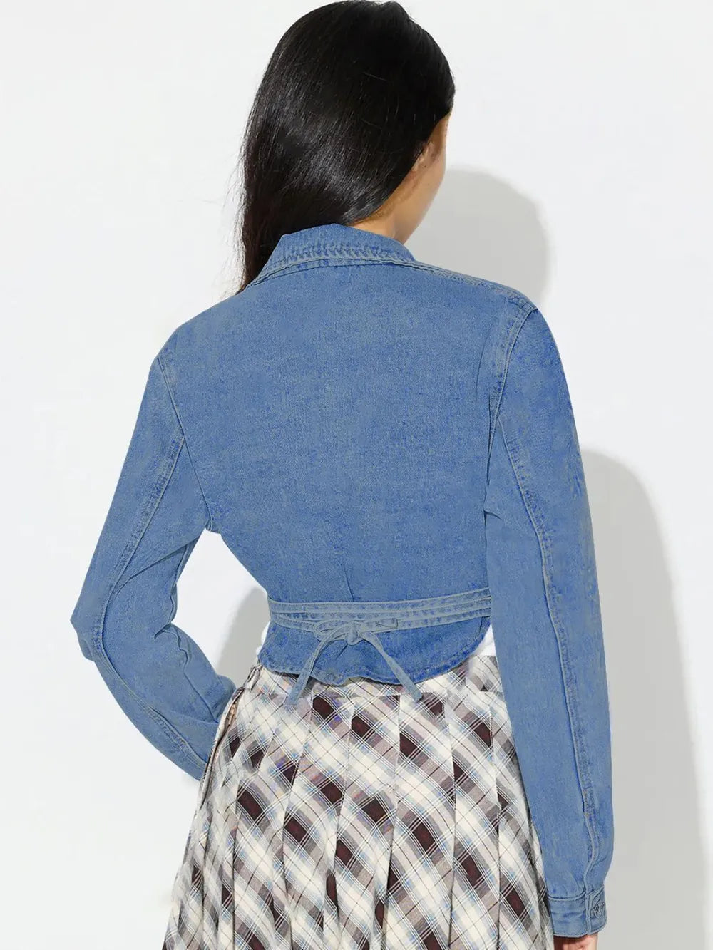 Women Asymmetric Long Denim Top