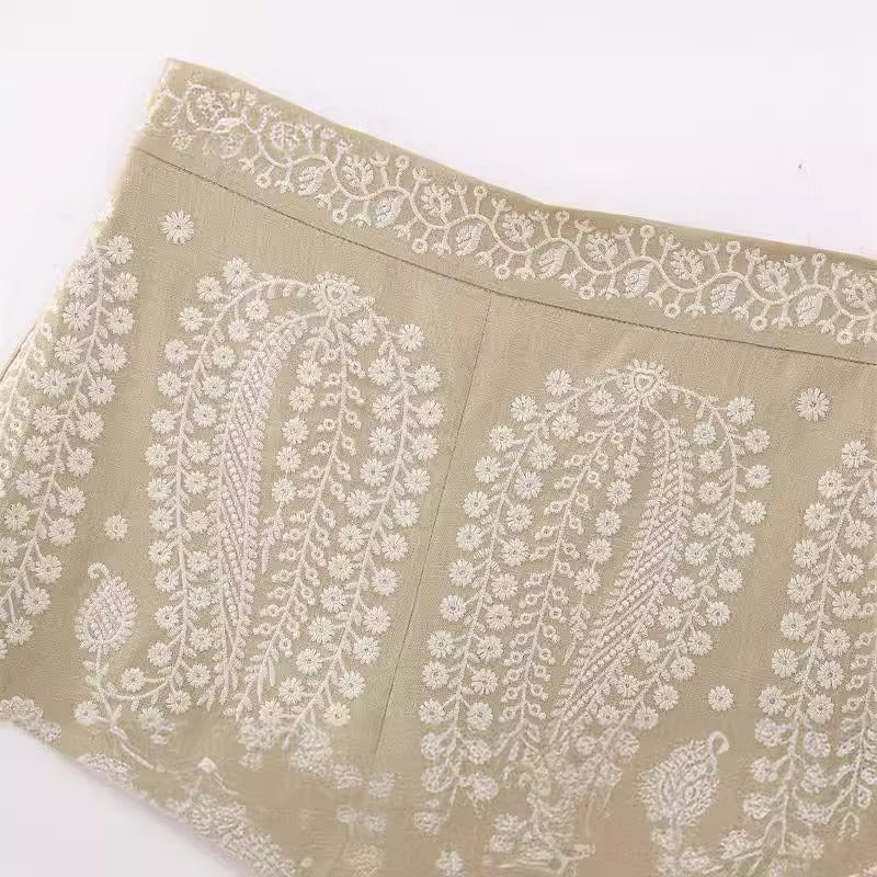 Women Embroidered A-LIne High Waisted Shorts