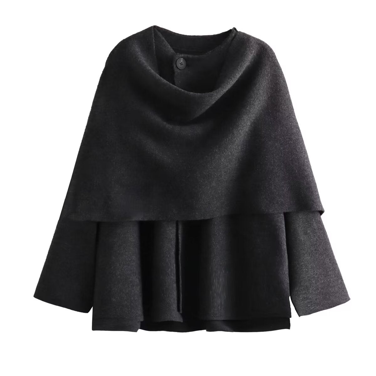Women Winter Knitted Asymmetric Cape Coat