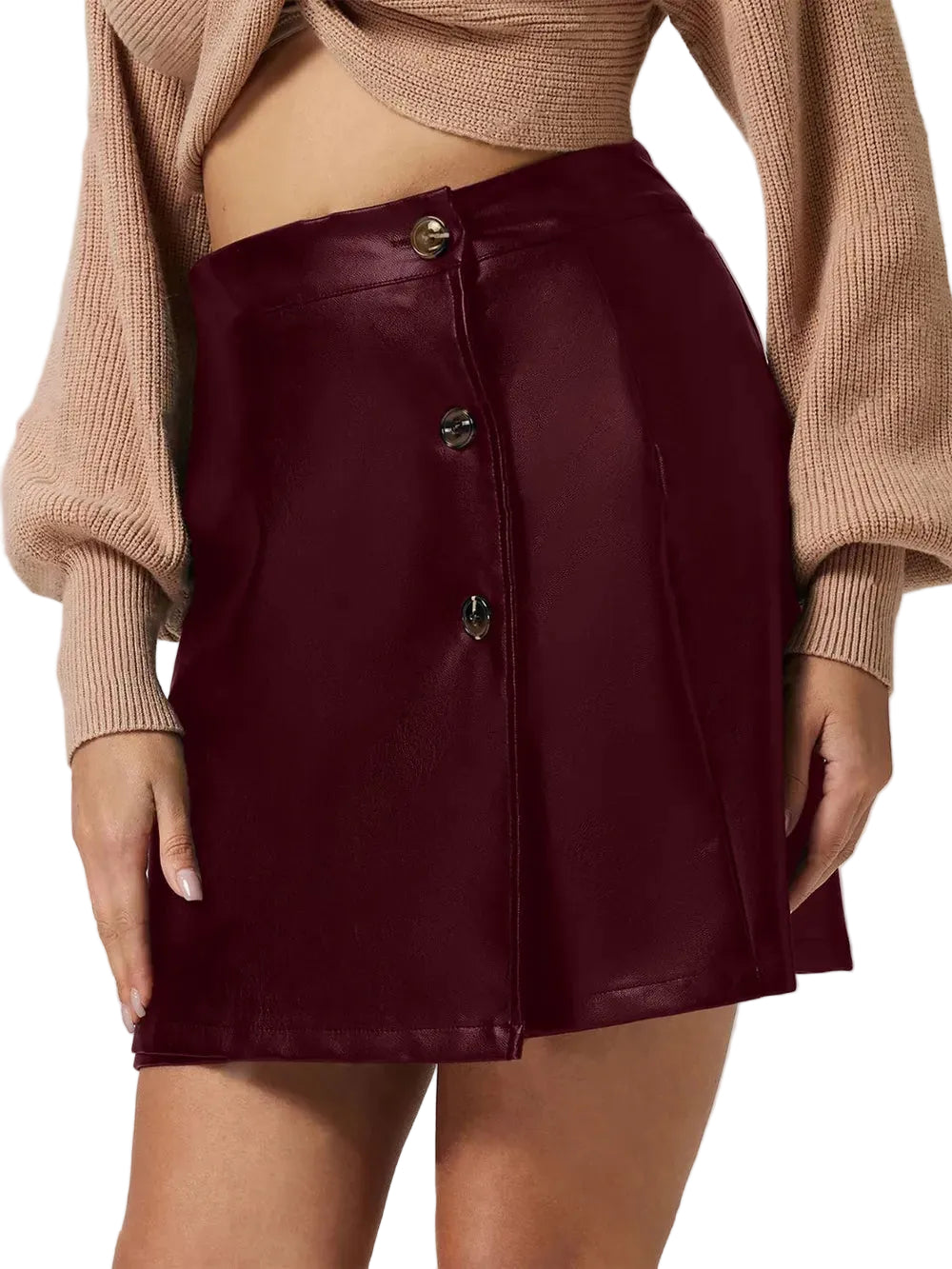 Women Buttoned High Rise Mini Skirt