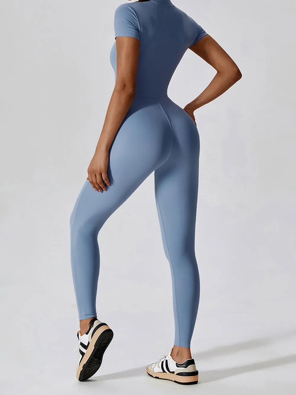 Women Half Zip Short Sleeve Active Jumpsuit