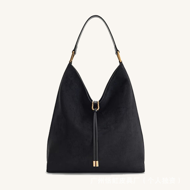 Suede Tote Bag for Women, Large Capacity Commute Crossbody Bucket Bag