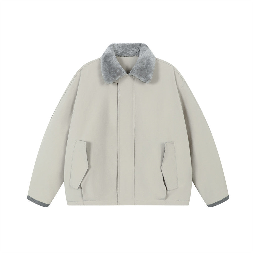 Men Cotton Fur Collar Woolen Jacket