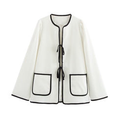 Women Casual Lace Up Overshirt
