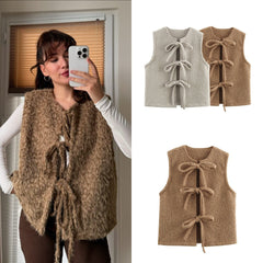 Women Bow Shaped Sleeveless Vest Top