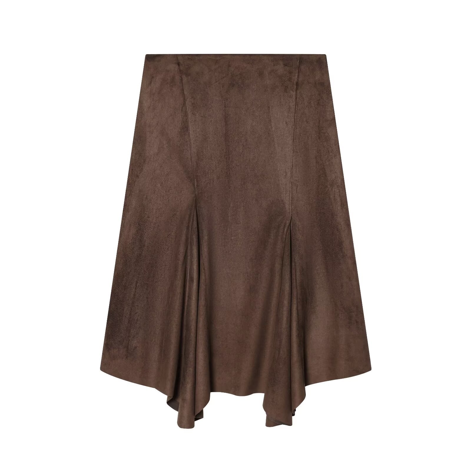 Women Casual Asymmetric Suede Effect Skirt