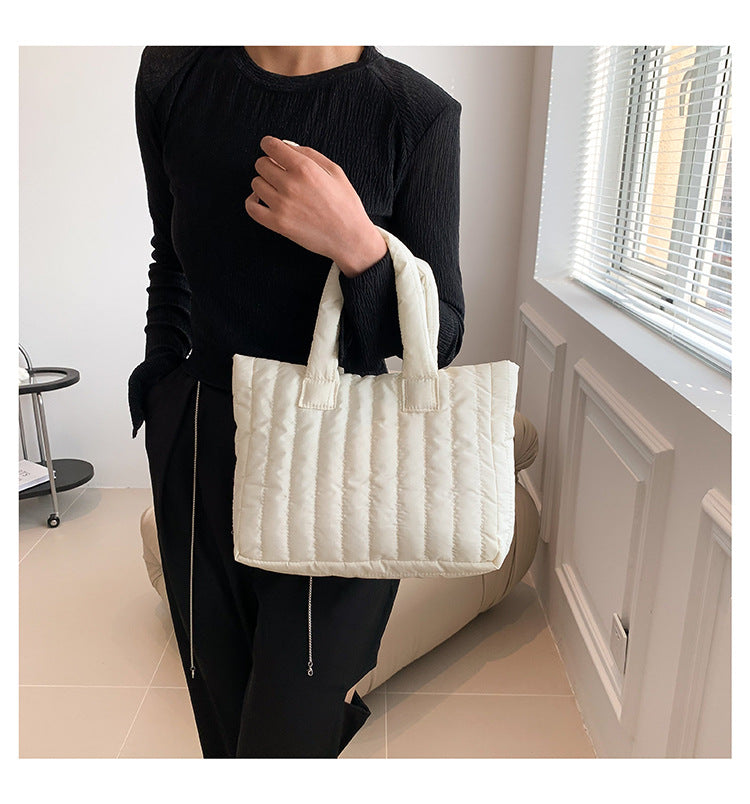 Large Capacity Simple Unique Handheld Bag Cotton Coat Shoulder Fashion Embroidery Tote Bag