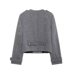 Women Breasted Jacket & Wide Pleated Short Skirt Co Ords