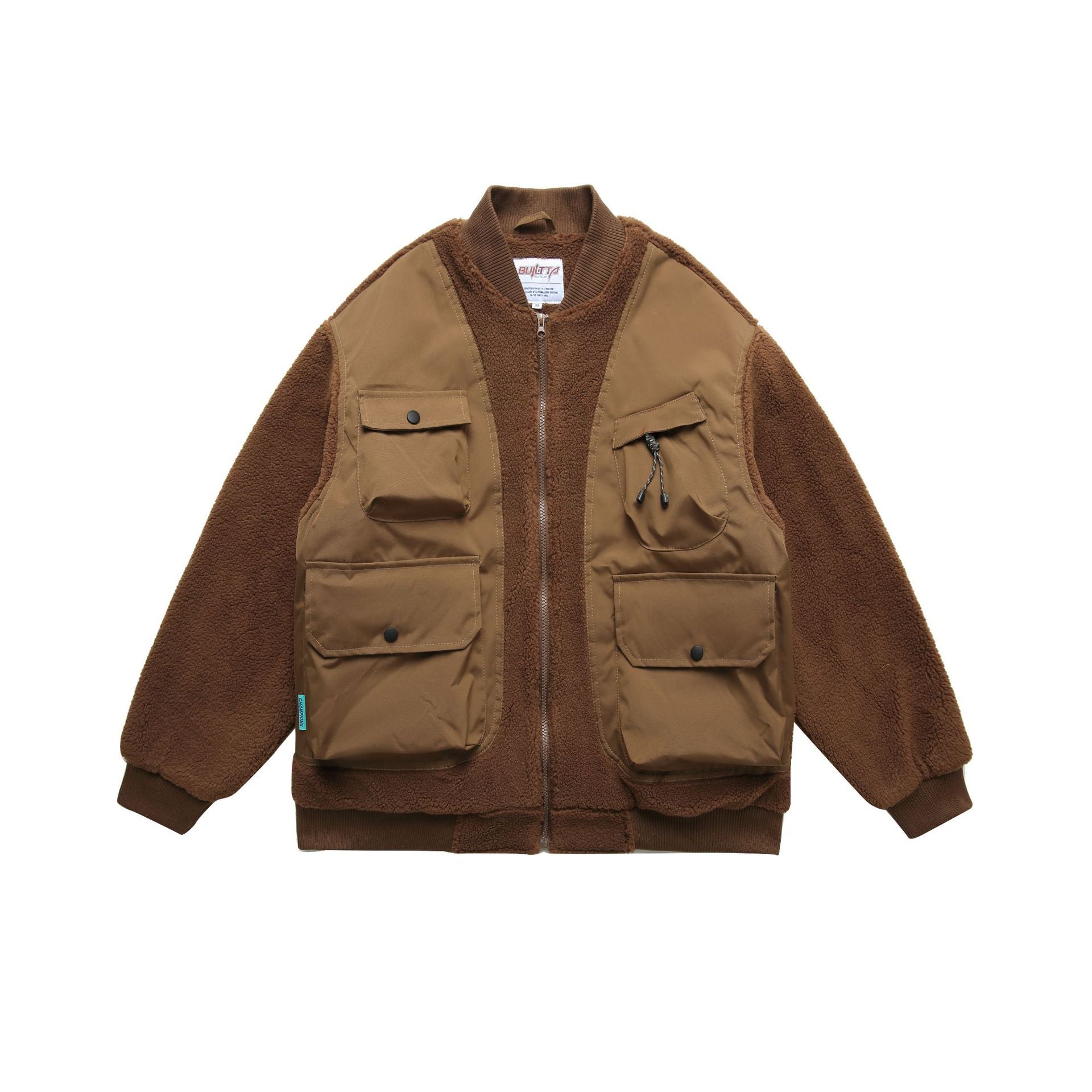 Men Fleece Multi Pocket Bomber Jacket
