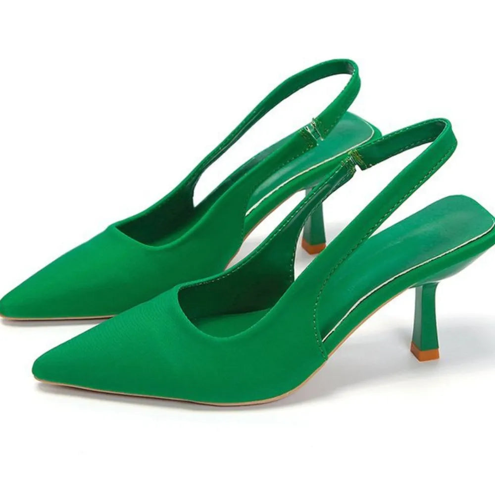 Accessories Women Pointed Toe Kitten Heel Slingback Pumps
