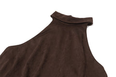 Women Brown Halter Tank Top