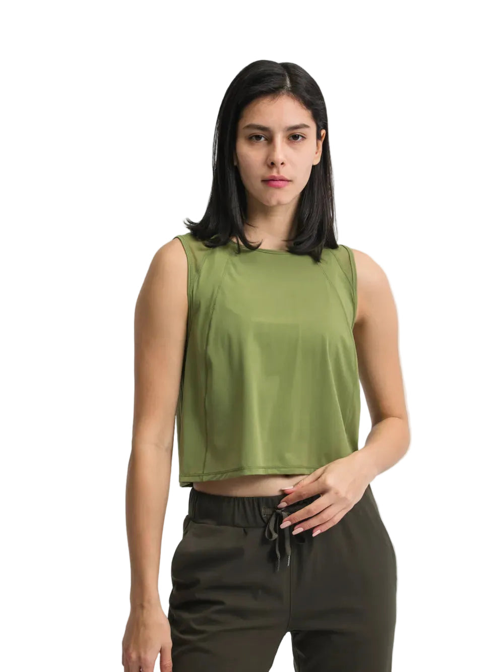 Women Round Neck Cropped Active Tank Top