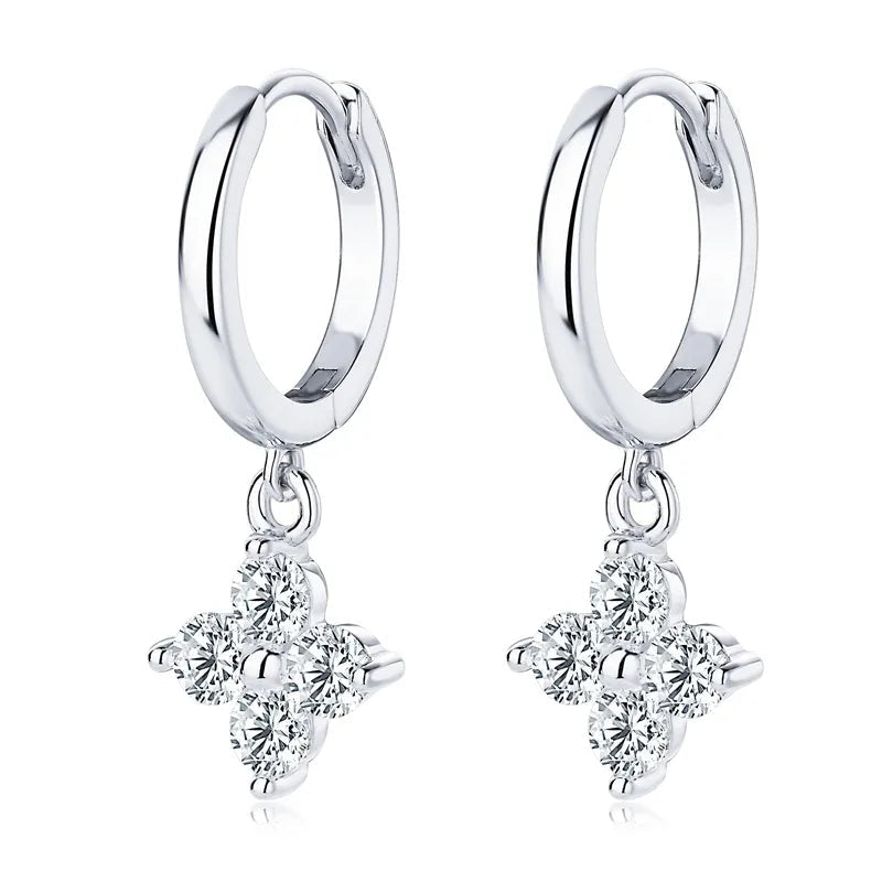 Accessories Women 925 Sterling Silver Moissanite Hoop Drop Earrings