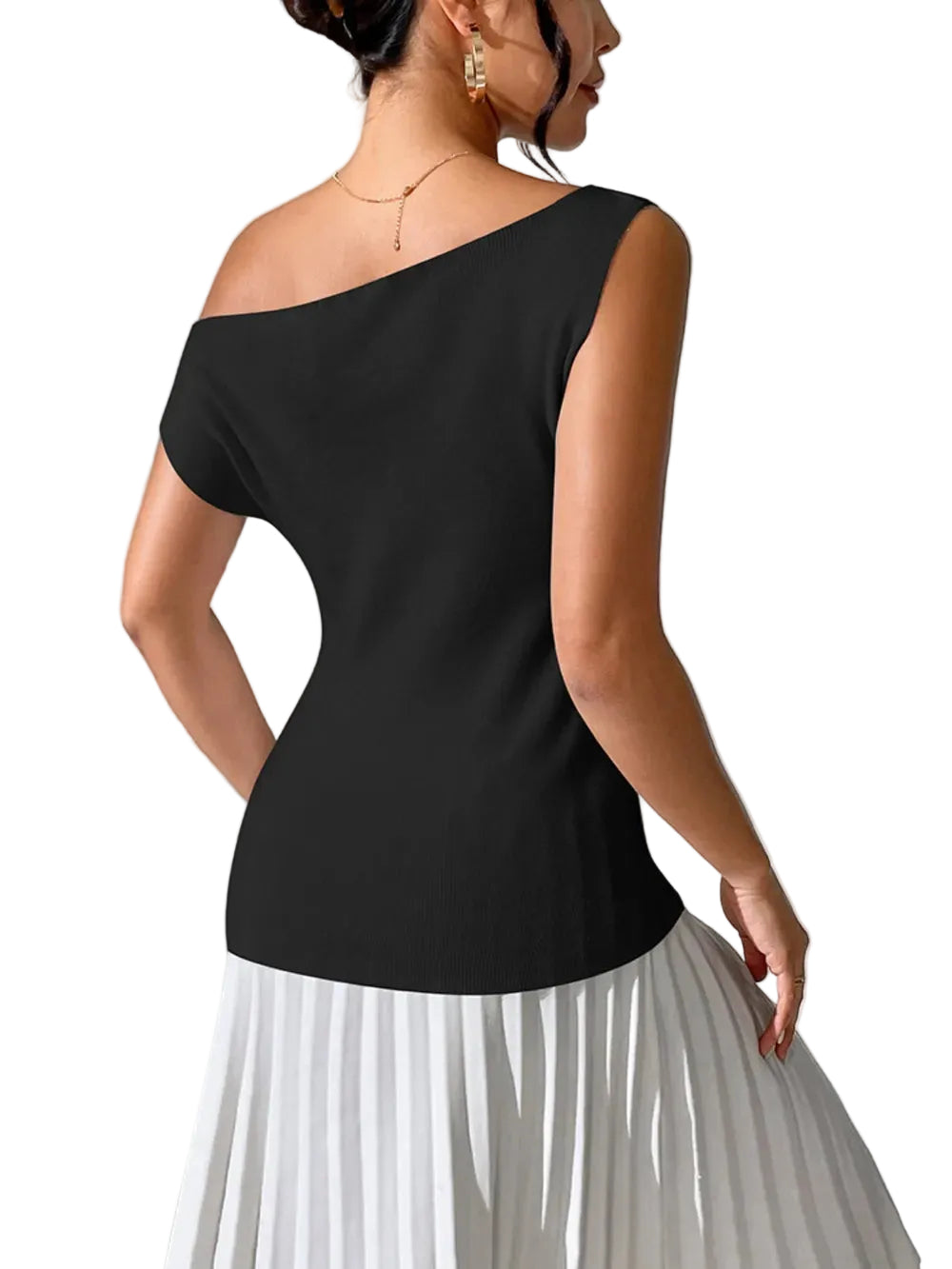 Women Casual Oblique Sleeve Knit Tops