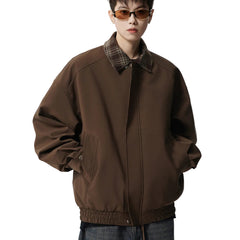 Men Checkered Patchwork Retro Street Baseball Jacket