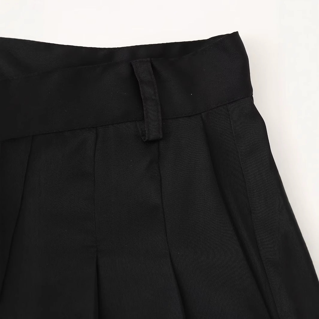 Women Casual Front Pleated Wide Leg Pants