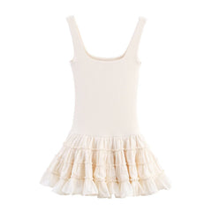 Women Sleeveless Puffy Ruffle Dress