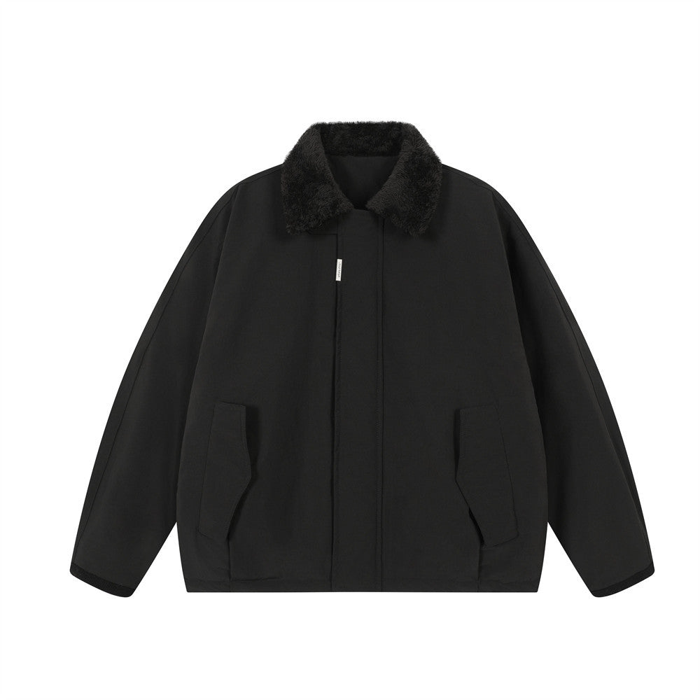 Men Cotton Fur Collar Woolen Jacket