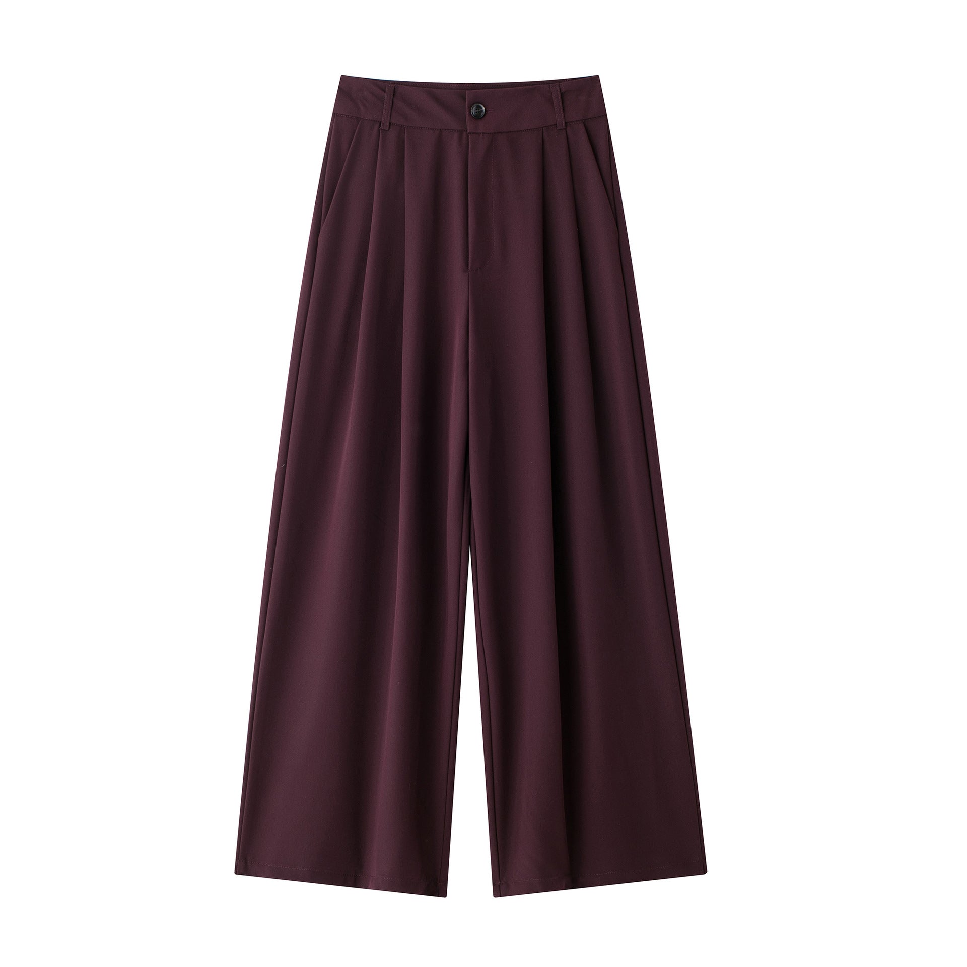 Women Casual Loose Double Pleated Straight Leg Pants