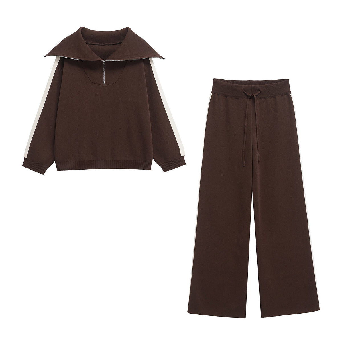 Women Casual Striped Knitted Pants Set