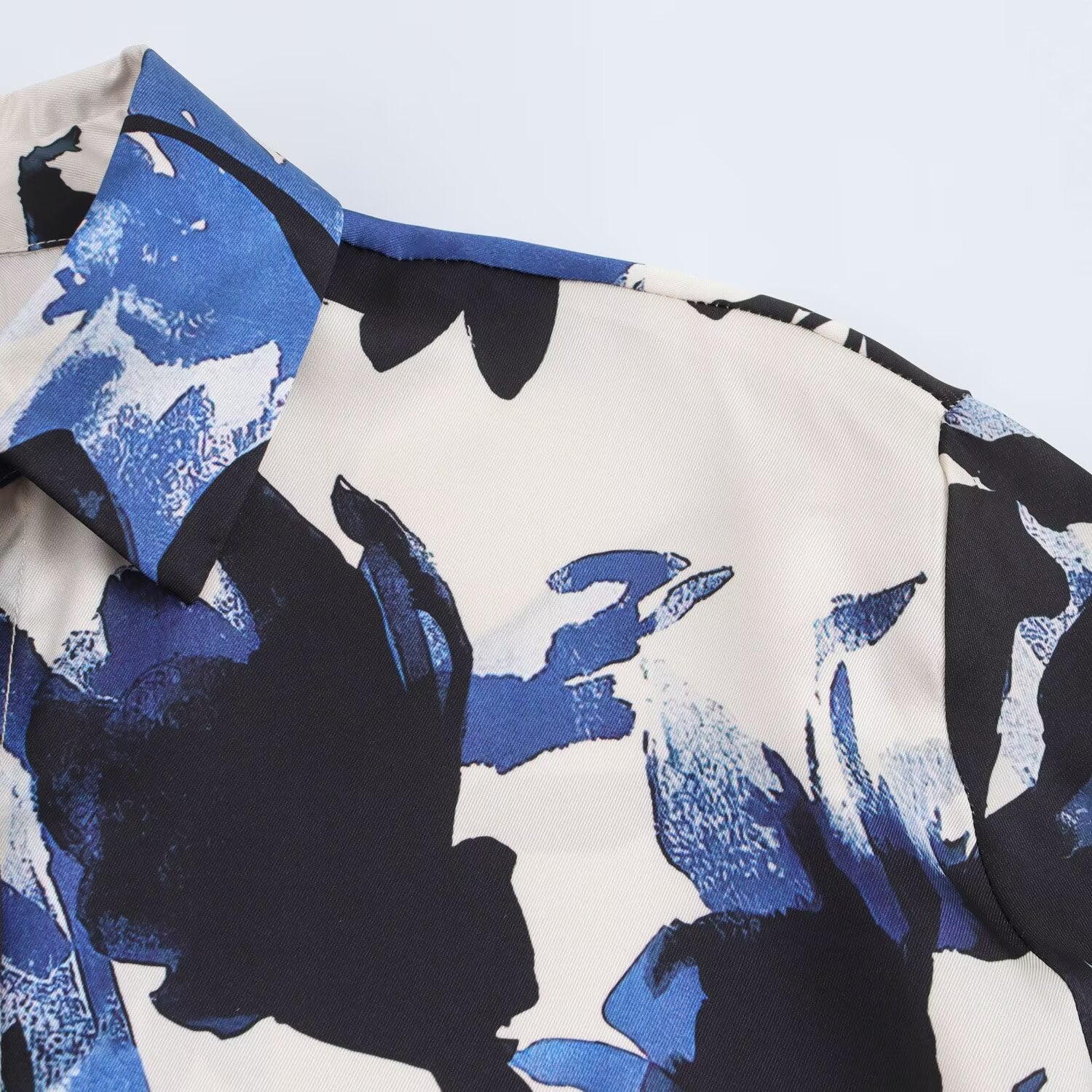 Women Casual Printed Silk Lapel Shirt