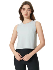 Women Round Neck Cropped Active Tank Top