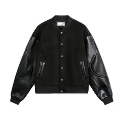 Men Casual Black Baseball Jacket