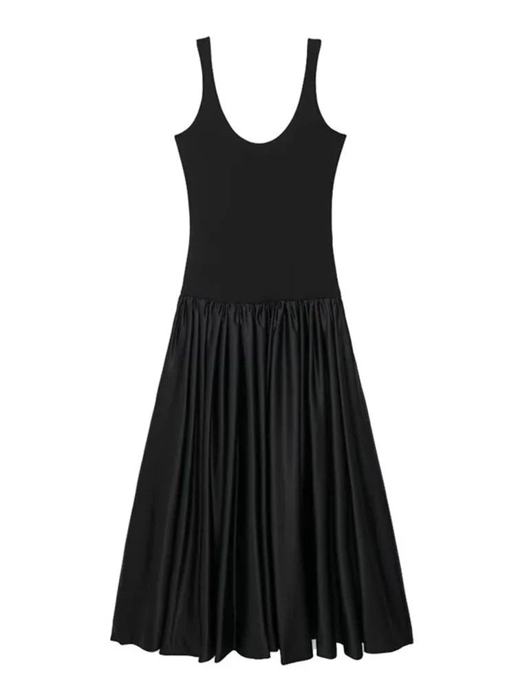 Women Elegant Low Waist Sleek Black Dresses