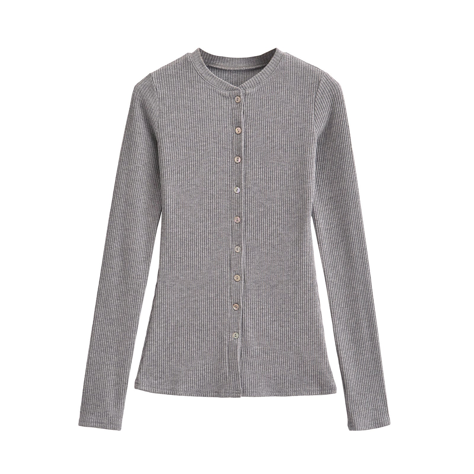 Women Round Neck Single Breasted Slim fit Cardigan Top