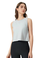 Women Round Neck Cropped Active Tank Top
