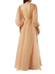 Women Elegant Lantern Sleeve Lace Up Dresses