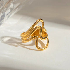 Accessories Women Stainless Steel Corrugated Open Ring