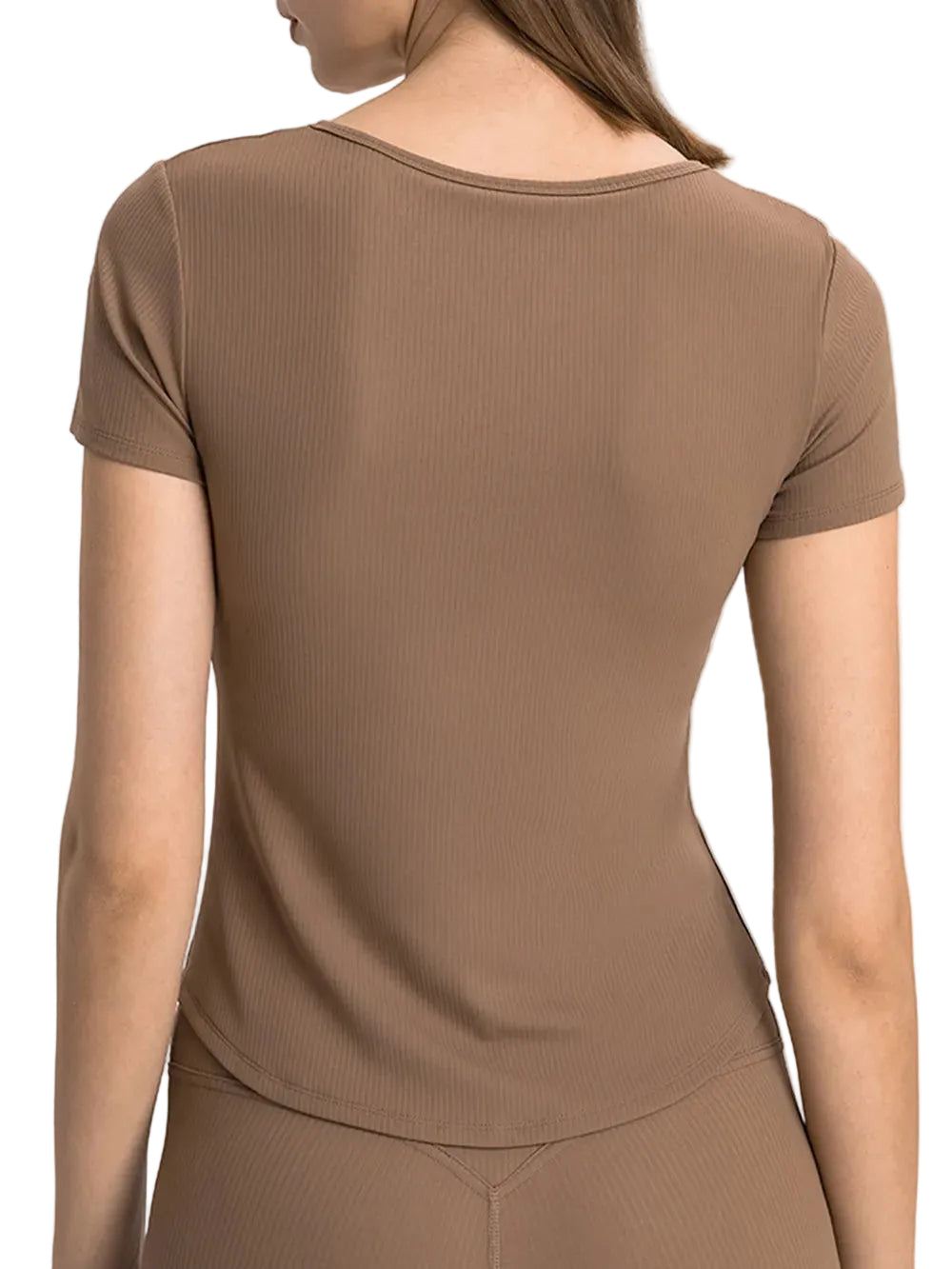 Women Active Notched Short Sleeve T-Shirt