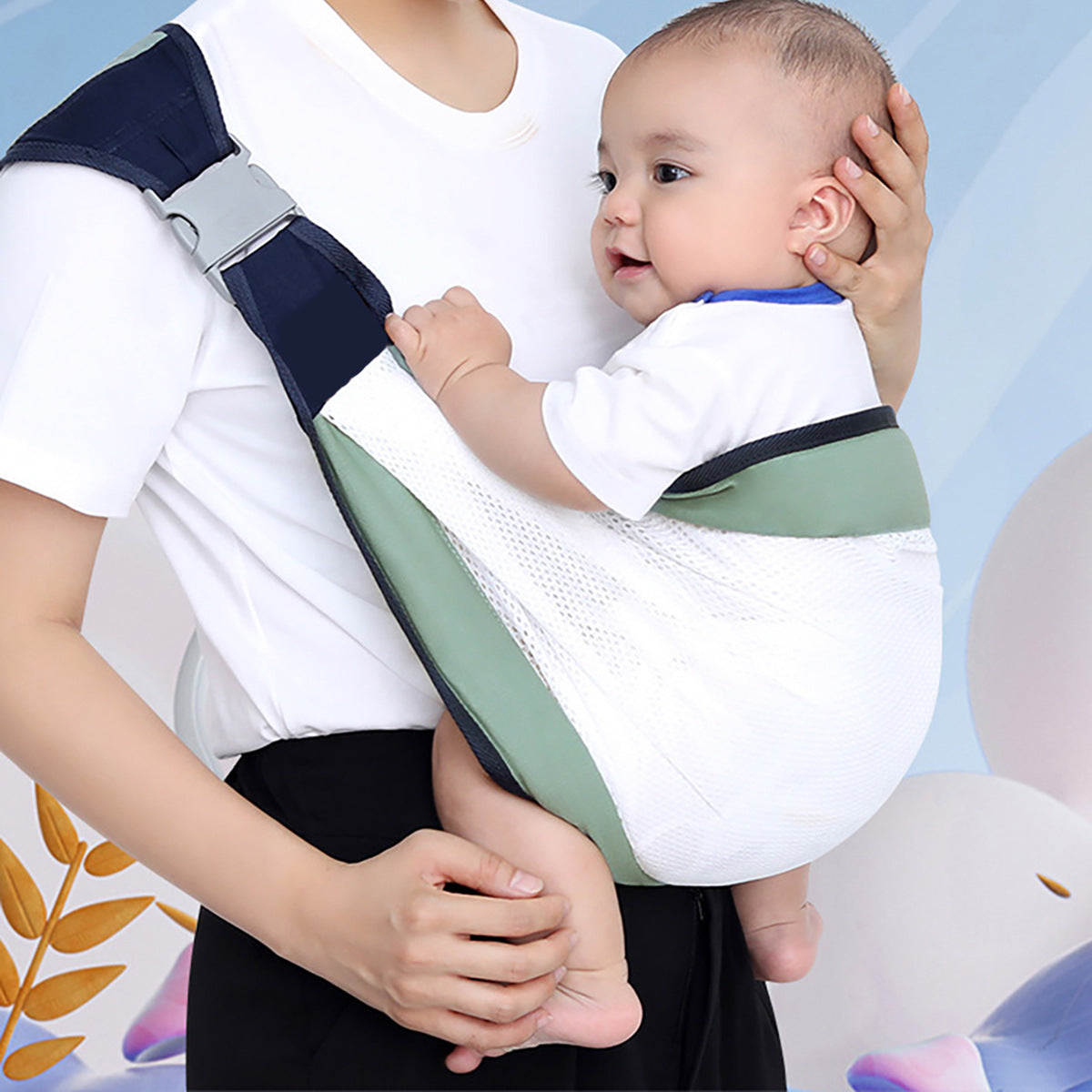 Baby carrier, multi-functional front carrier and cross-body style, breathable for all seasons