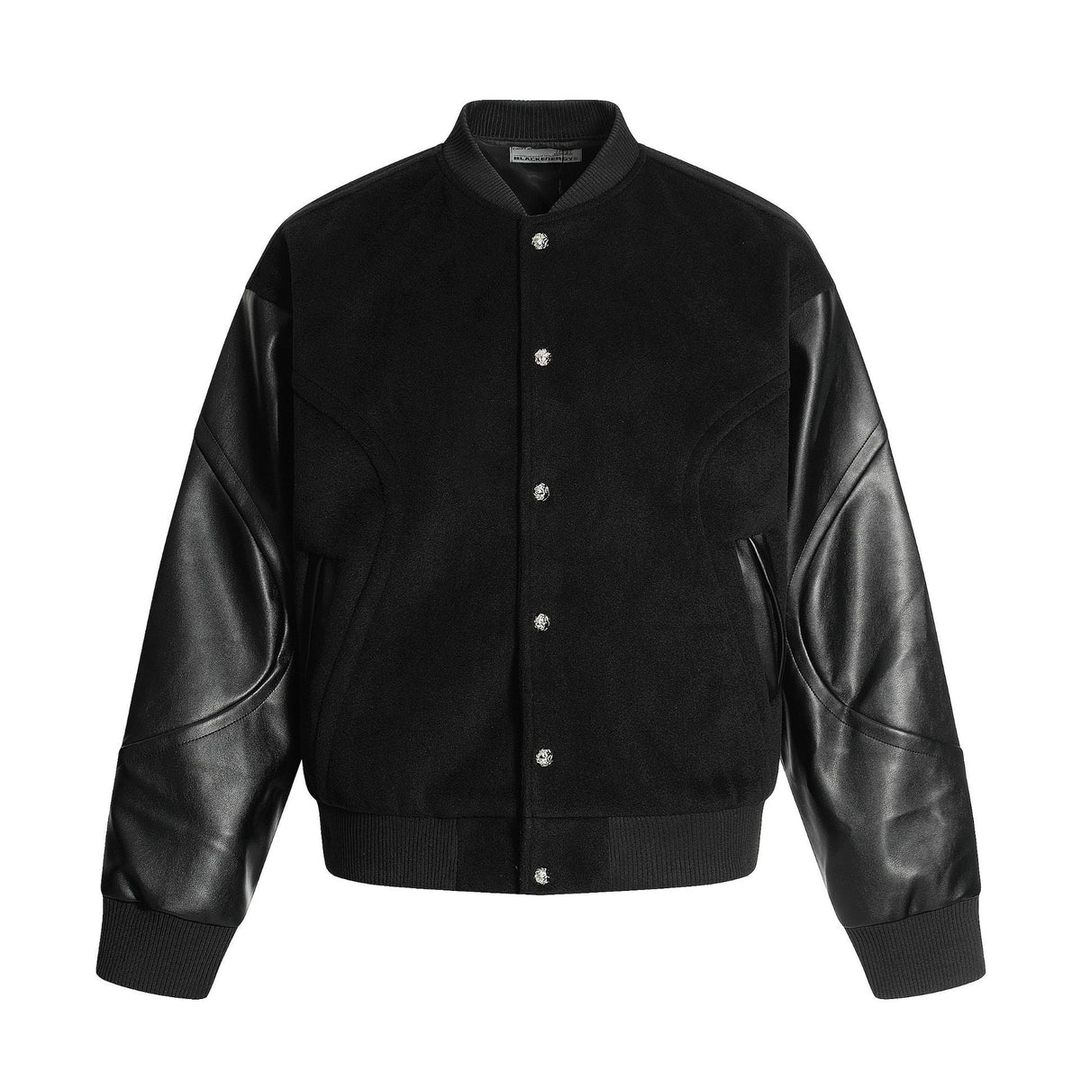 Men Casual Black Baseball Jacket