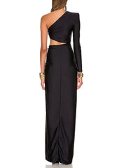 Women Casual Black Off Shoulder Stretch Dress
