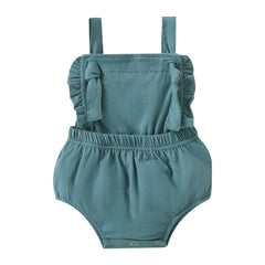 Newborn Girl Sleeveless Ruffles Elastic Waist Bodysuit