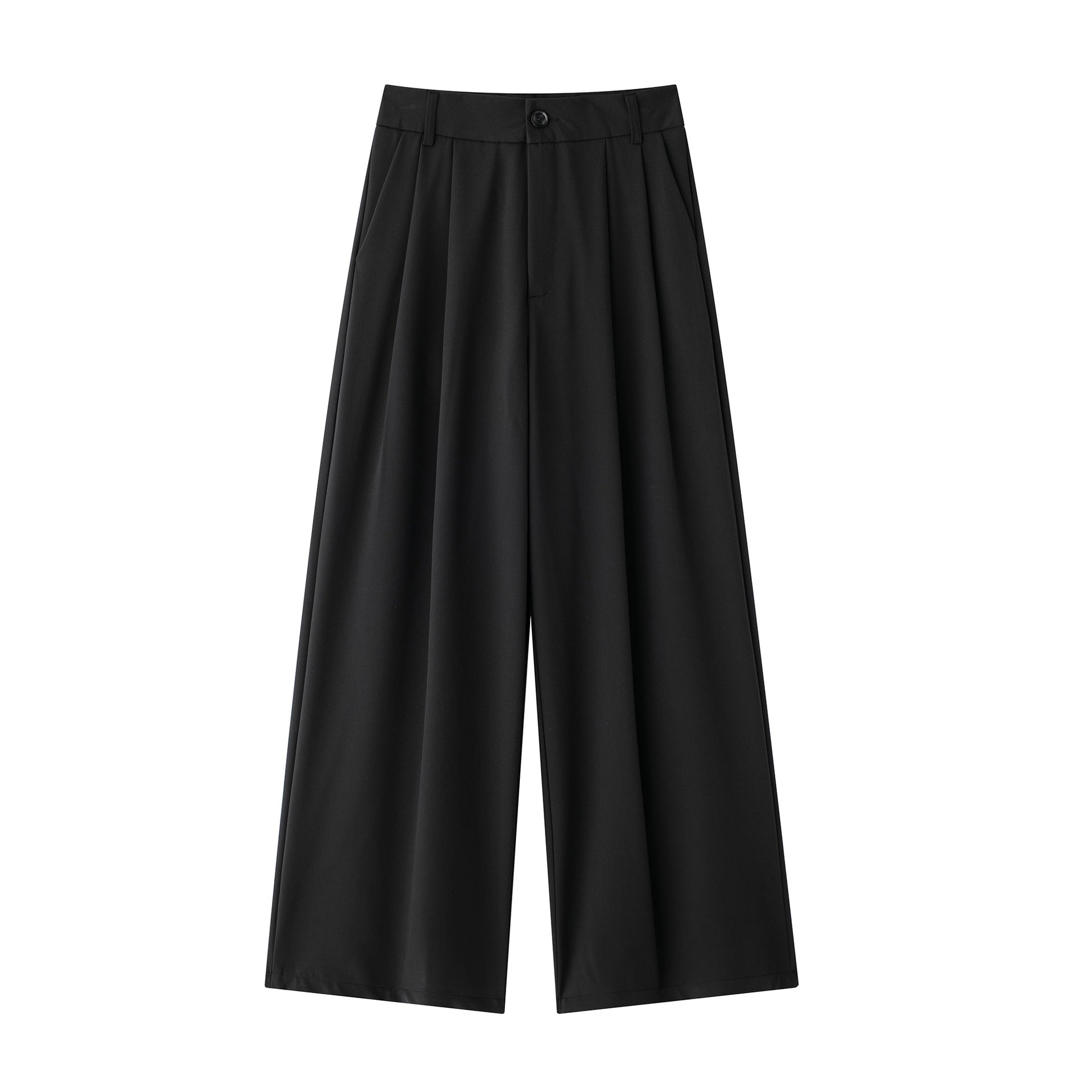 Women Casual Loose Double Pleated Straight Leg Pants