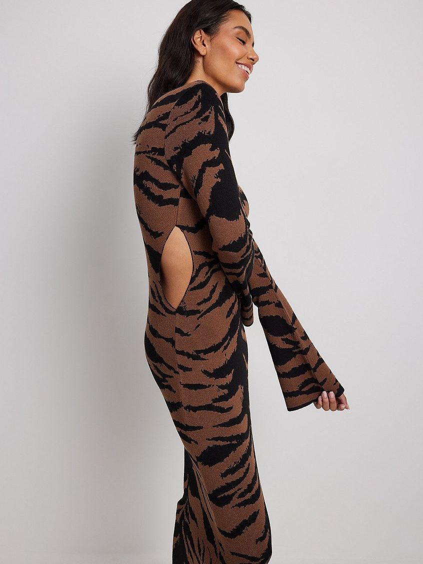 Women Long Sleeve Trendy Leopard Print Dresses