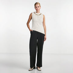 Women Classic Sleeveless Asymmetrical Tanks Top with Chain Detail