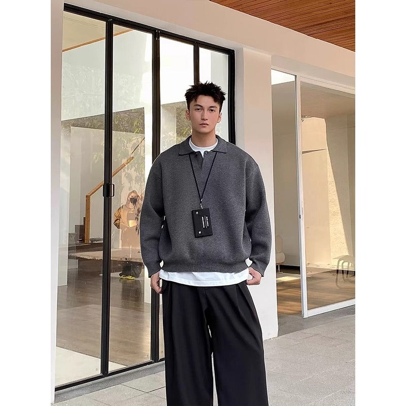 Men Crew Neck Fleece Knitwear Sweater