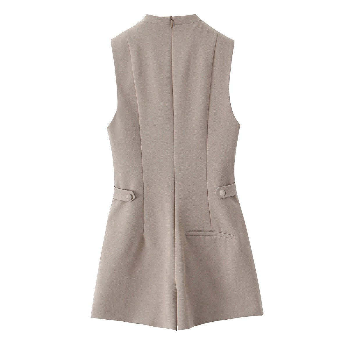 Women Casual Button Embellished Sleeveless Shorts Jumpsuit