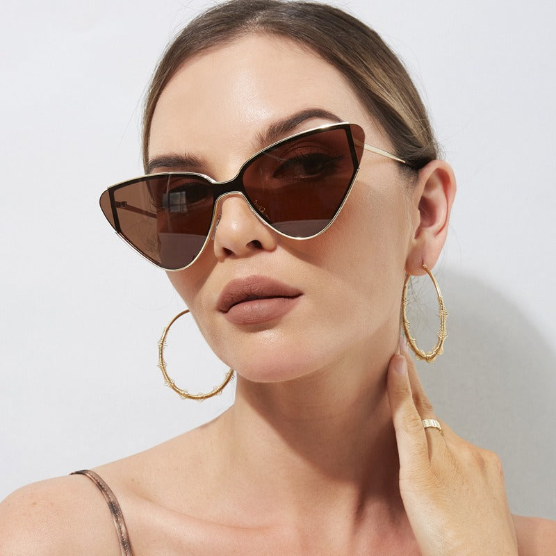 Accessories Women Large Metal Cat Eye Sunglasses