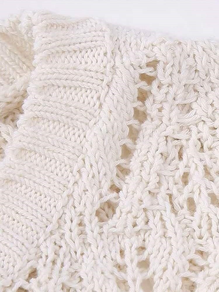 Women Sleeveless Knitted Slim Crochet Woven Dress