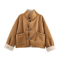 Women Reversible Fleece Winter Jacket Coat
