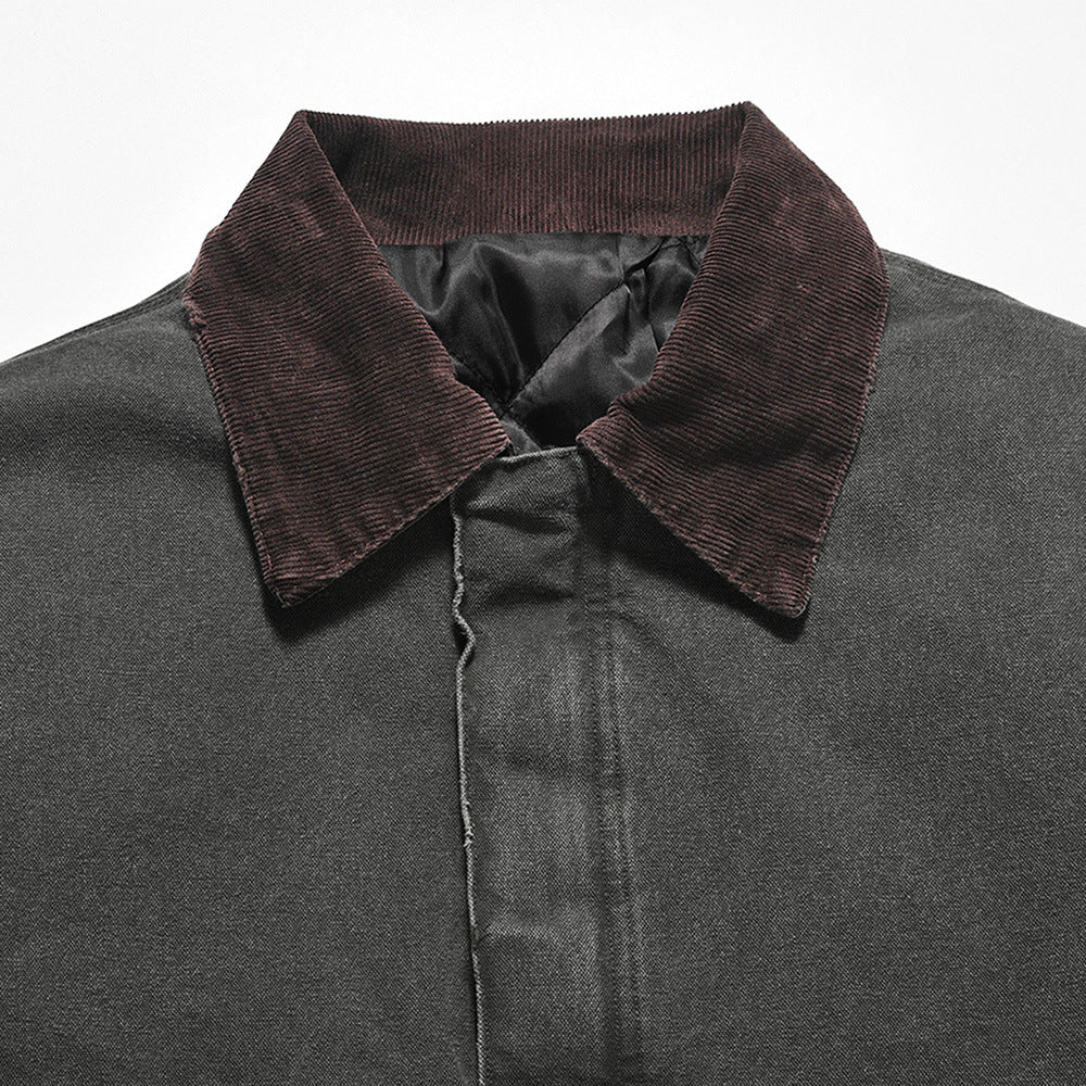 Men Color Blocked Lapel Workwear Jacket